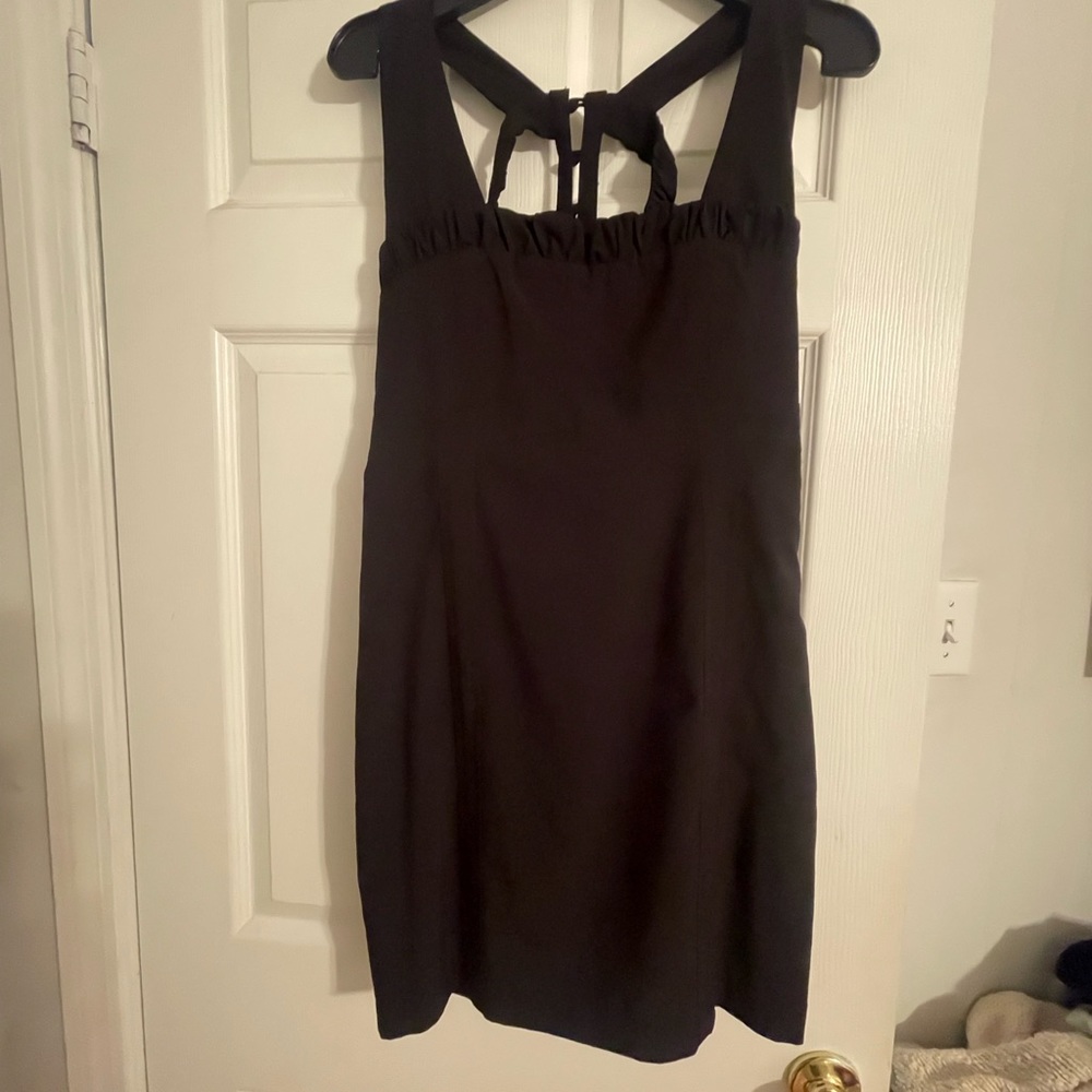 Black dress open back with strap details